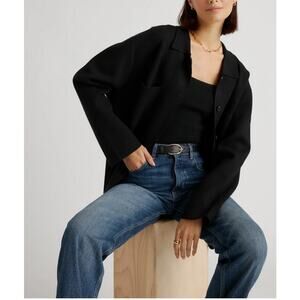 Quince Eco-Knit Milano Stitch Oversized Shirt Jacket XS NWT